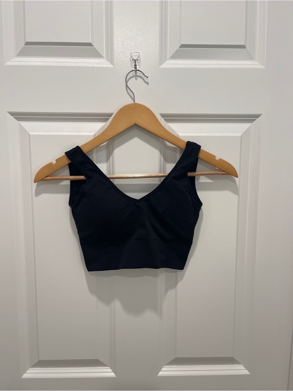 Black V-Neck Crop Tank Top